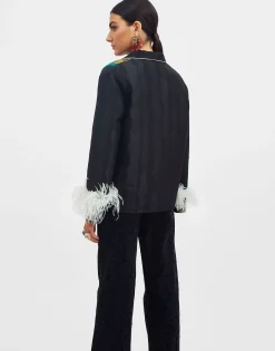 Nile JacketThe Nile Black in Jacquard With Feathers