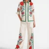 Palazzo PantsDragonflower Placée Multicolor in Silk Twill