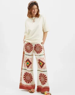 Palazzo PantsMacro Tiles Placée in Twill Silk
