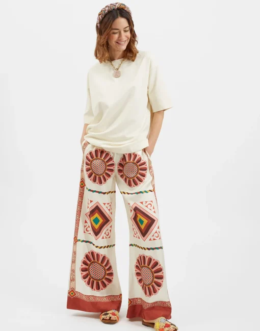 Palazzo PantsMacro Tiles Placée in Twill Silk