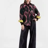 Palazzo PantsPortal Laser Black in Viscose Satin Stretch