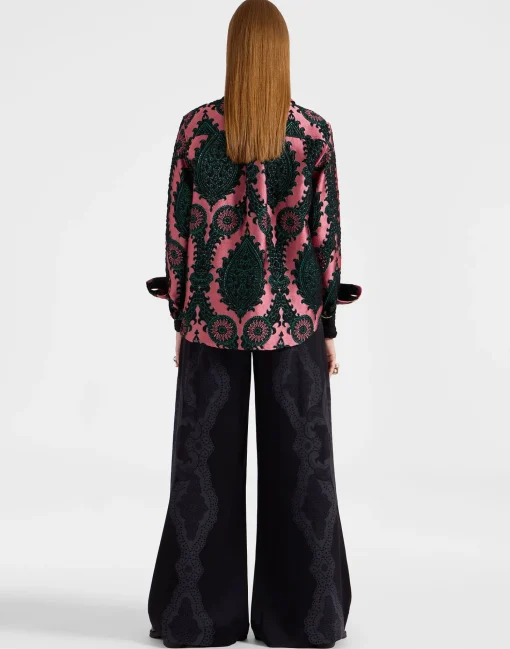 Palazzo PantsPortal Laser Black in Viscose Satin Stretch