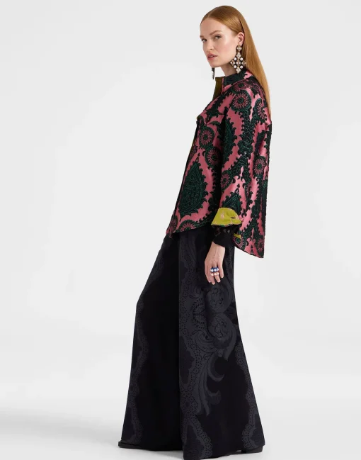 Palazzo PantsPortal Laser Black in Viscose Satin Stretch