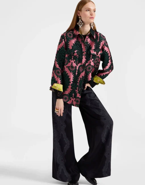 Palazzo PantsPortal Laser Black in Viscose Satin Stretch