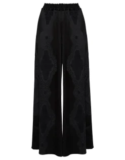 Palazzo PantsPortal Laser Black in Viscose Satin Stretch