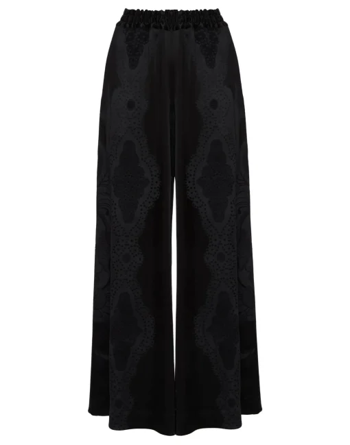 Palazzo PantsPortal Laser Black in Viscose Satin Stretch