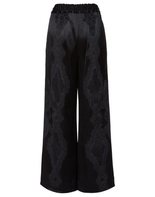 Palazzo PantsPortal Laser Black in Viscose Satin Stretch