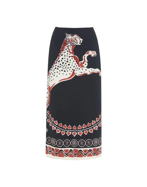 Pencil SkirtGattopardo Placée Black in Envers Satin