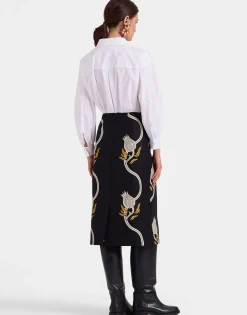 Pencil SkirtMelograno Black & White in Cady Wool
