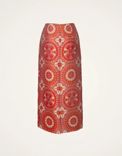 Pencil SkirtSun Orange in Jacquard