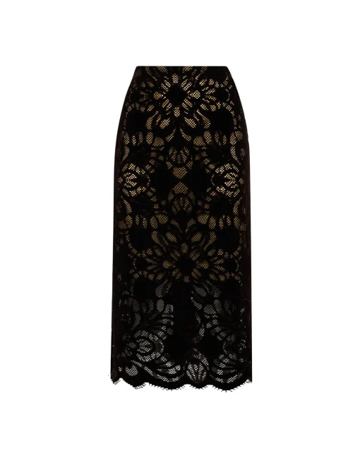 Pencil SkirtVaudeville Brown in Cotton Lace