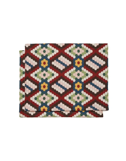 Placemat Set Of 2Honeycomb Tiles in Linen