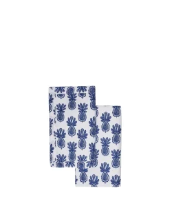 Placemat Set Of 2Pineapple Blu in Linen