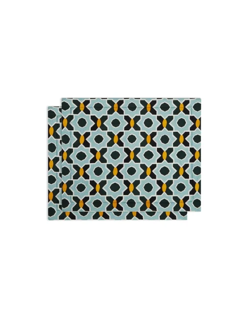 Placemat Set Of 2Plaza Small Light Blue in Shot Cotton