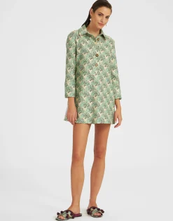 Short Artemis DressFans Mint in Shot Cotton