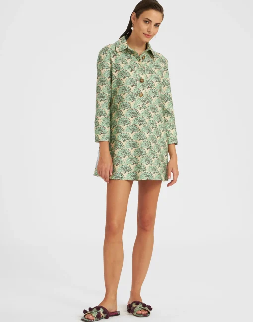 Short Artemis DressFans Mint in Shot Cotton