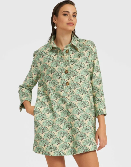 Short Artemis DressFans Mint in Shot Cotton