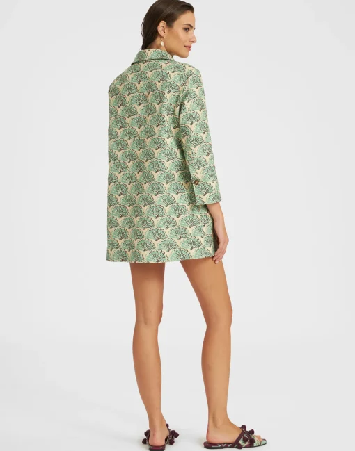 Short Artemis DressFans Mint in Shot Cotton