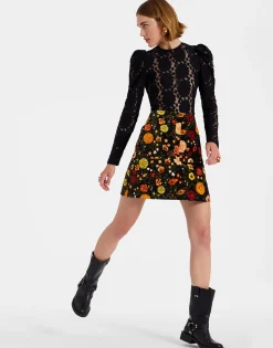 Short SkirtBotticelli Black in Cotton Velvet
