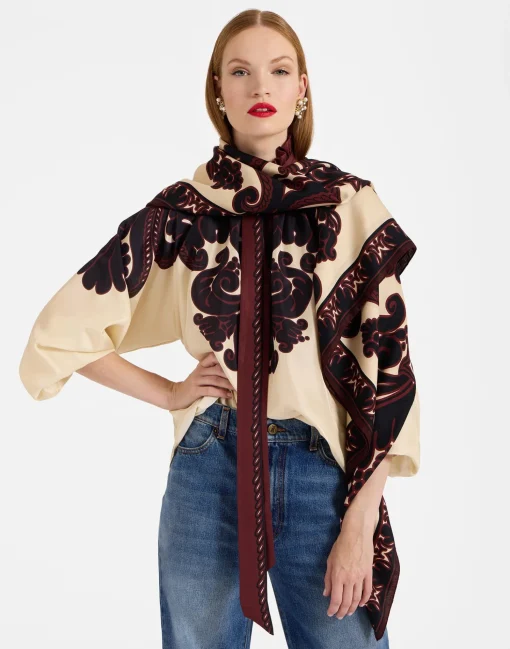 Silk FoulardCorsini Placée Cream in Silk Wool
