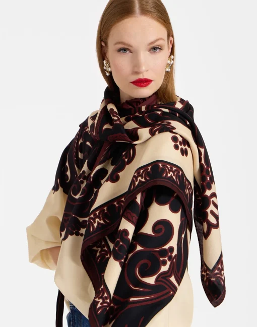Silk FoulardCorsini Placée Cream in Silk Wool