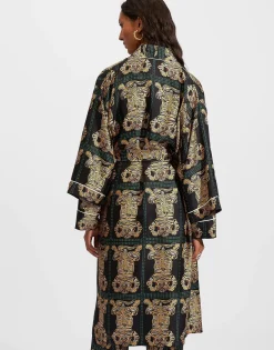 Silk RobeTiger Tiles Black in Twill Silk