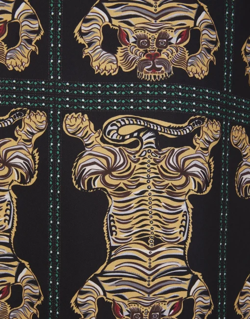 Silk RobeTiger Tiles Black in Twill Silk
