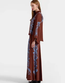 Sleek SkirtSignoria Placée Brown in Satin