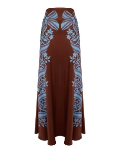 Sleek SkirtSignoria Placée Brown in Satin