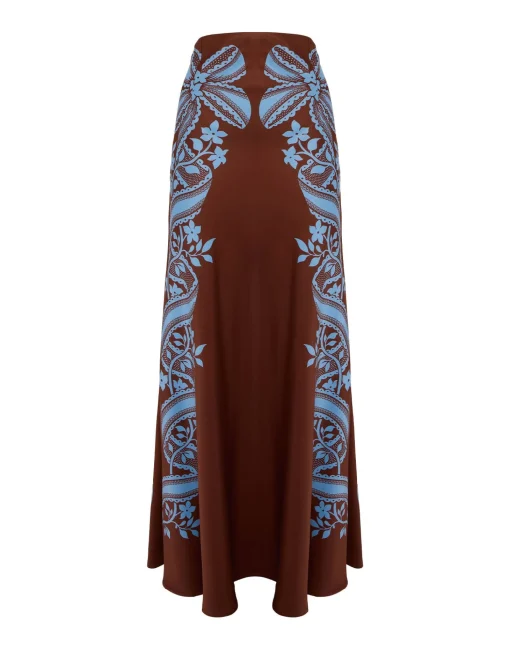 Sleek SkirtSignoria Placée Brown in Satin