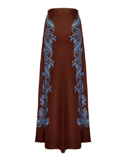 Sleek SkirtSignoria Placée Brown in Satin