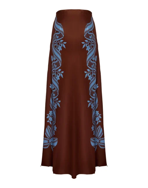 Sleek SkirtSignoria Placée Brown in Satin