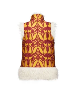 Sleeveless Folk JacketPapyrus Gold in Jacquard