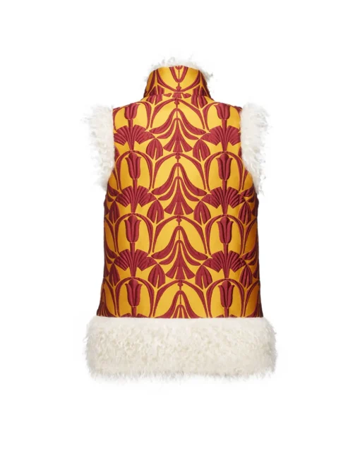 Sleeveless Folk JacketPapyrus Gold in Jacquard