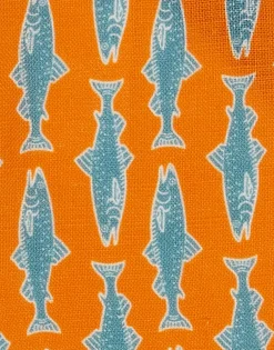 Small Napkins Set Of 4Como Fish Orange Small in Linen