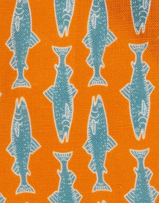 Small Napkins Set Of 4Como Fish Orange Small in Linen