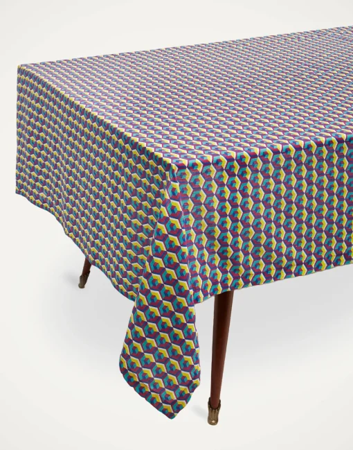 Small TableclothCubi Giallo/Fucsia in Linen