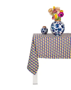 Small TableclothCubi Giallo/Fucsia in Linen