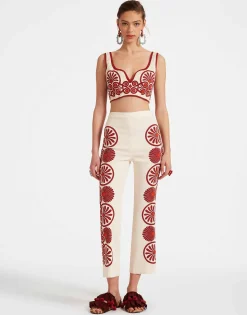 Stretch PantsMedallion Placée Cream in Envers Satin