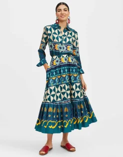 Sunset SkirtCasareale Placèe Emerald in Summer Poplin