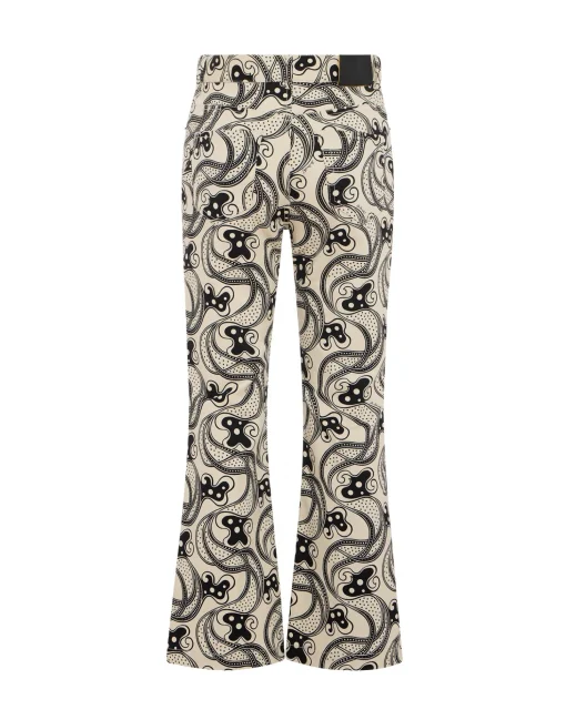 The Cropped Flare JeanAperol Black & White in Cotton Drill