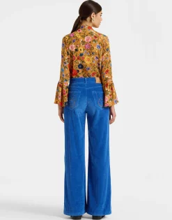 The Flare PantsSolid Light Blue in Velvet Corduroy