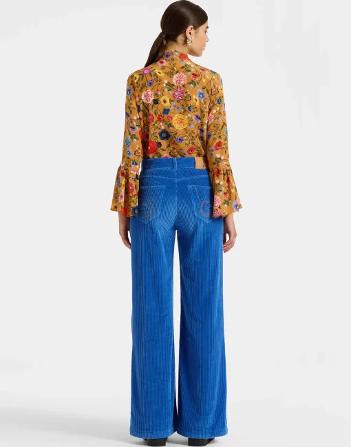 The Flare PantsSolid Light Blue in Velvet Corduroy