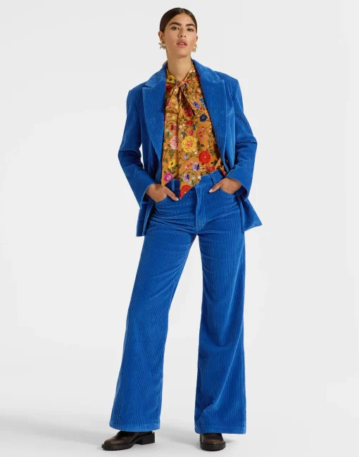 The Flare PantsSolid Light Blue in Velvet Corduroy
