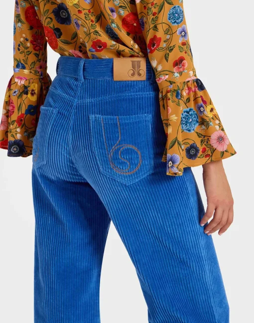 The Flare PantsSolid Light Blue in Velvet Corduroy