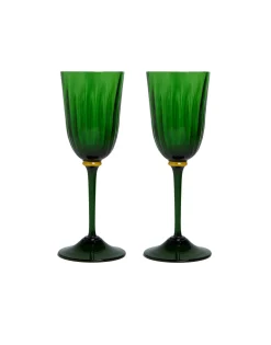 Wine Glasses Set Of 2Green in Murano Glass