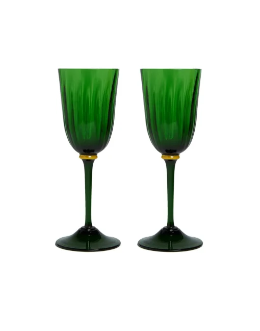 Wine Glasses Set Of 2Green in Murano Glass