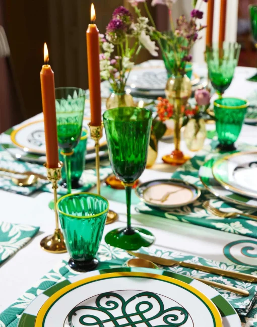 Wine Glasses Set Of 2Green in Murano Glass